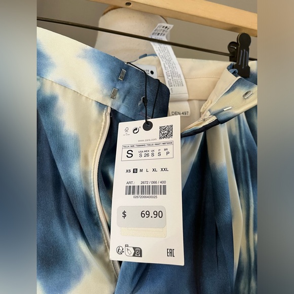 NWT Zara Tie-Dyed Print Wide High Rise Leg Pants Trousers S - Picture 15 of 16